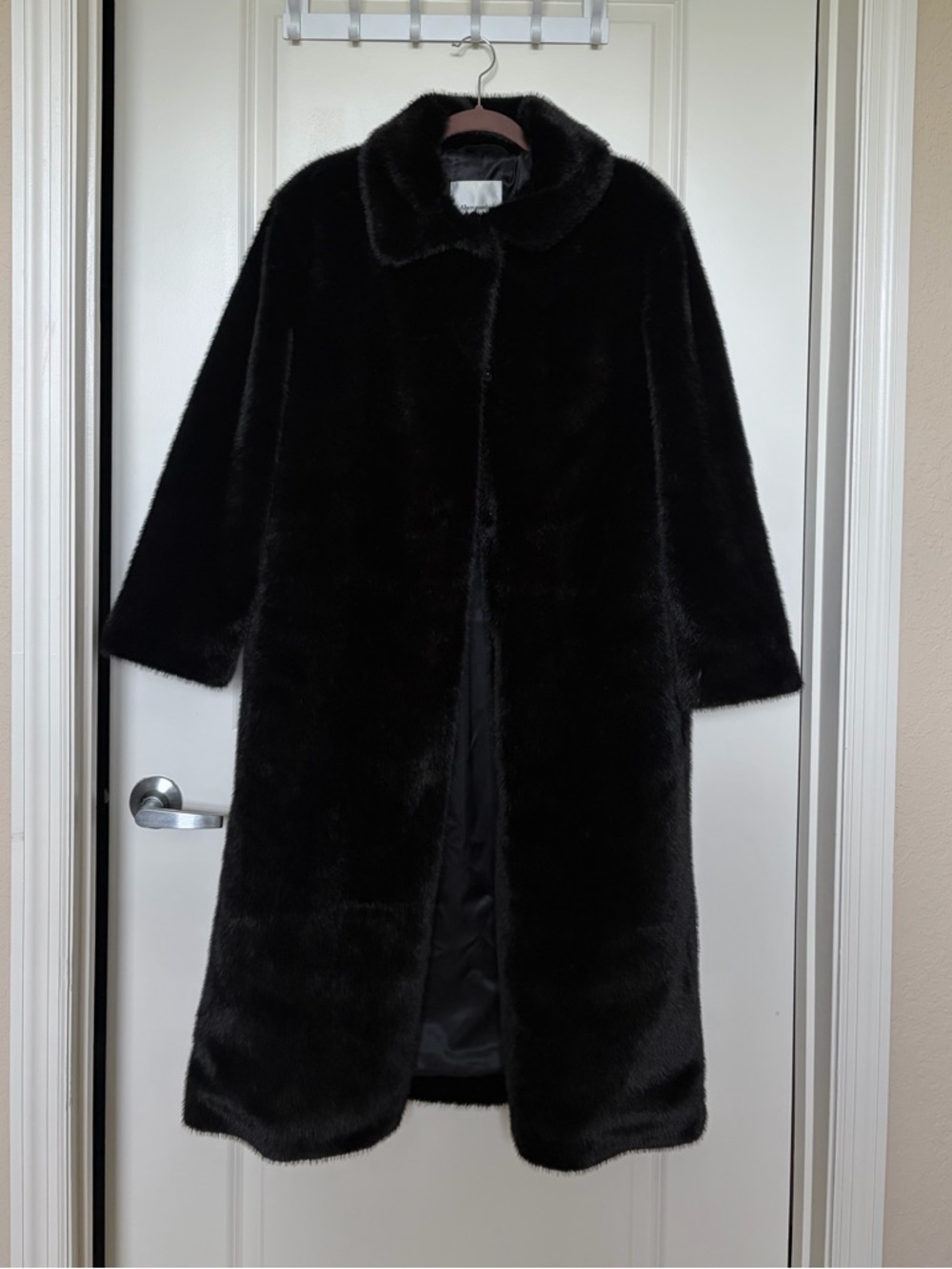 Abercrombie & Fitch: Black Faux Fur Long Coat